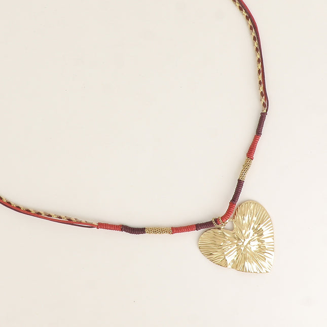 Collier sur cordon - pendentif coeur