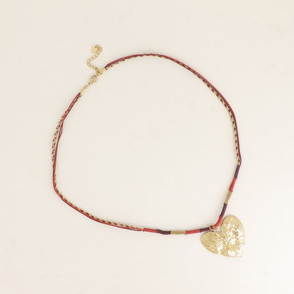 Collier sur cordon - pendentif coeur