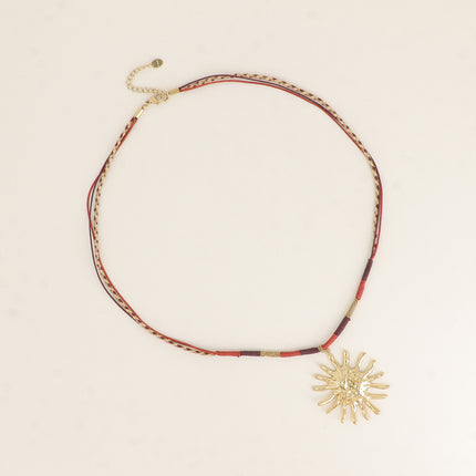 Collier sur cordon - pendentif soleil