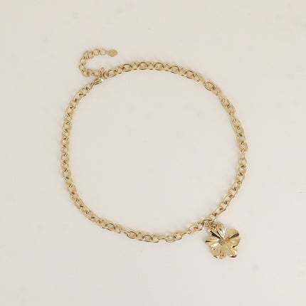 Collier - maillons ovales et pendentif fleur