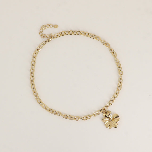 Collier - maillons ovales et pendentif fleur