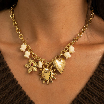 Necklace - sun, heart, flower