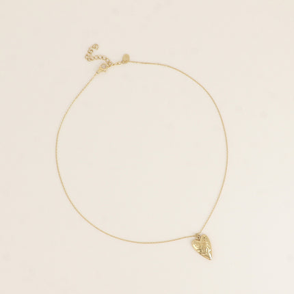 Collier - coeur avec fleurs gravées
