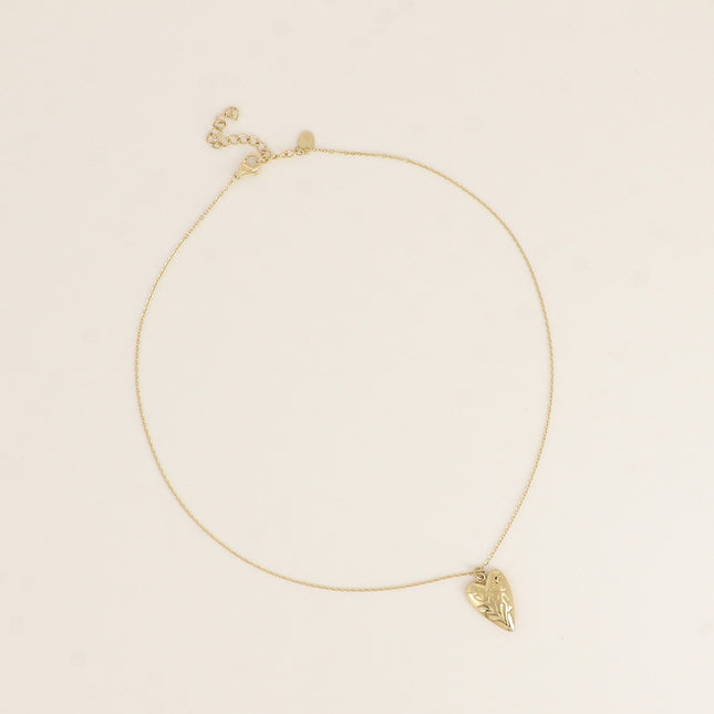 Collier - coeur avec fleurs gravées