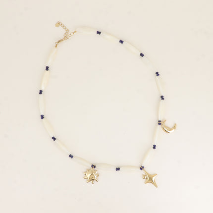 Collier sur câble - lune, étoile, soleil