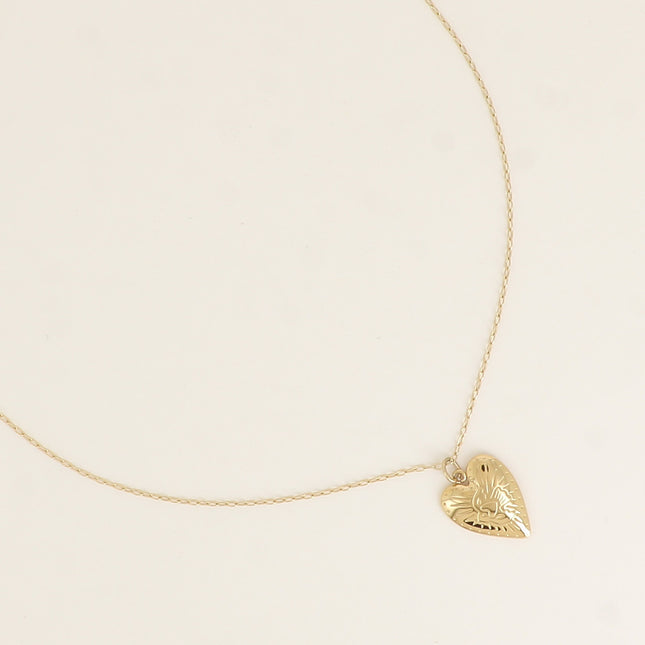 Collier - coeur avec oiseau gravé
