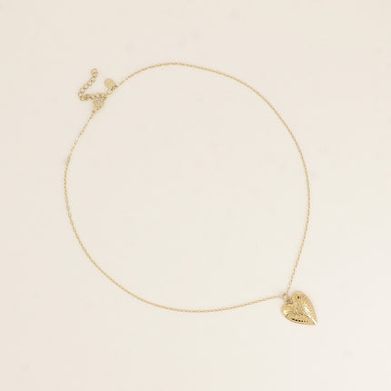 Collier - coeur avec oiseau gravé