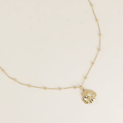 Collier - maillons rectangulaires et pendentif fleur texturée