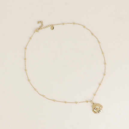 Collier - maillons rectangulaires et pendentif fleur texturée
