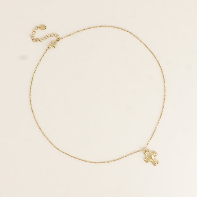 Collier - croix religieuse et coeur