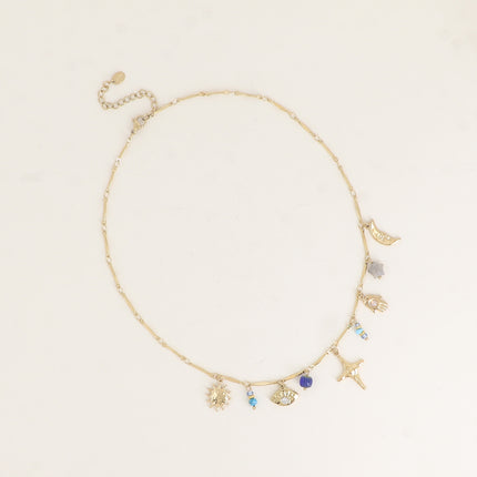 Collier - lune, soleil, étoile, oeil, main
