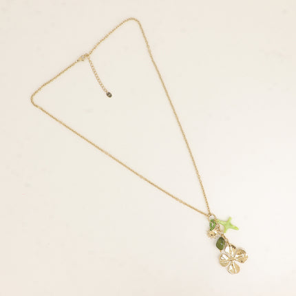 Collier Y - étoile du Nord en résine, soleil, trèfle