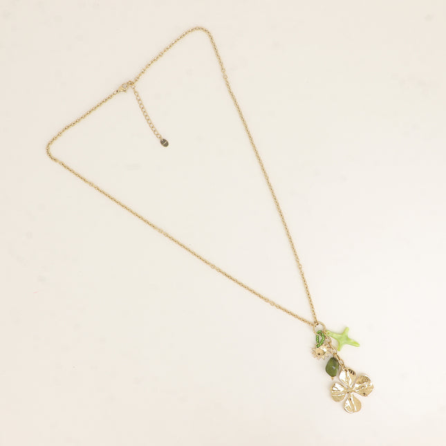 Collier Y - étoile du Nord en résine, soleil, trèfle