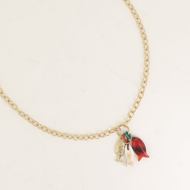 Collier - 3 poissons (résine, acier et céramique)