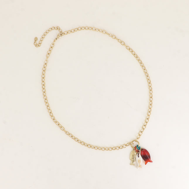 Collier - 3 poissons (résine, acier et céramique)
