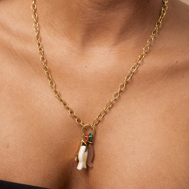 Necklace - 3 fish (resin, steel, and ceramic)