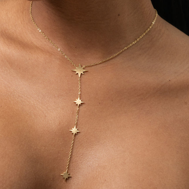 Y-necklace - large brushed North Star effect
