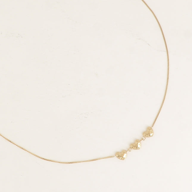 Collier - 3 coeurs effet brossé