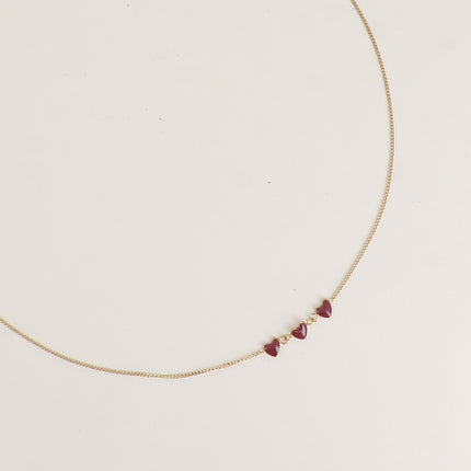 Collier - 3 petits coeurs en émail
