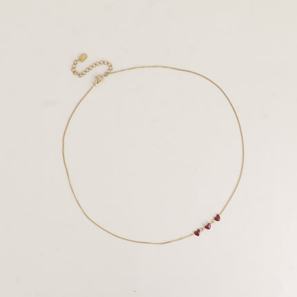Collier - 3 petits coeurs en émail