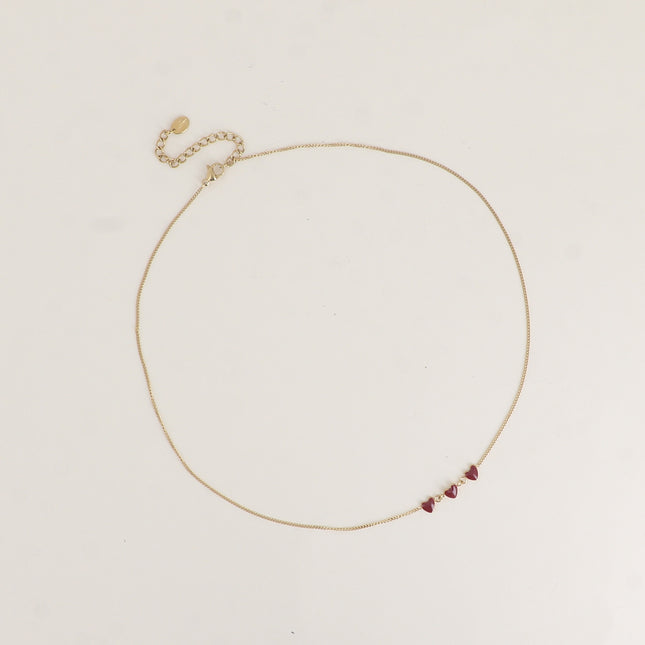 Collier - 3 petits coeurs en émail