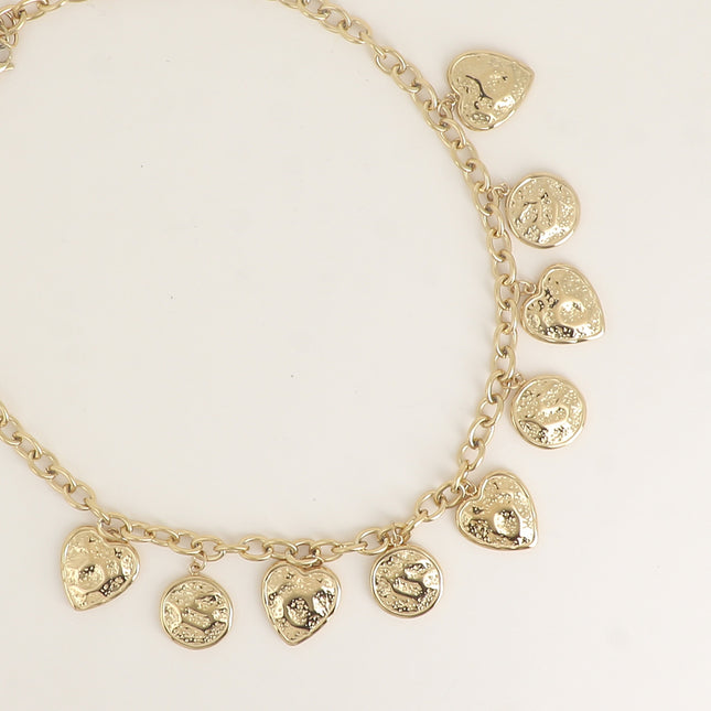 Collier - breloques rondes et coeurs texturées