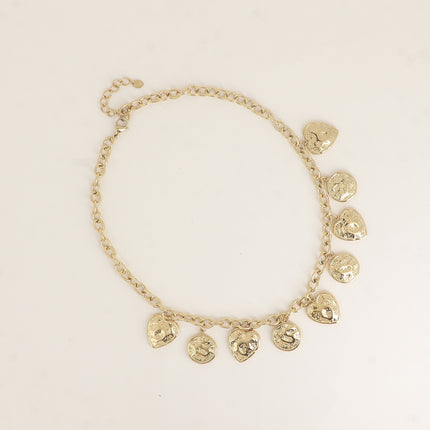 Collier - breloques rondes et coeurs texturées