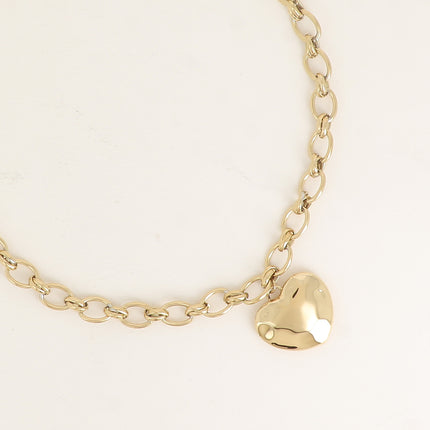Collier - anneaux ovales alternés et pendentif coeur