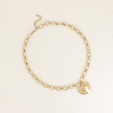 Collier - anneaux ovales alternés et pendentif coeur