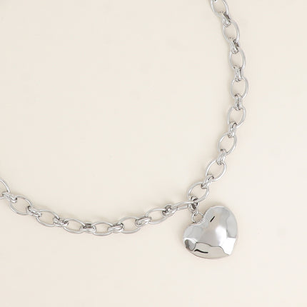 Collier - anneaux ovales alternés et pendentif coeur