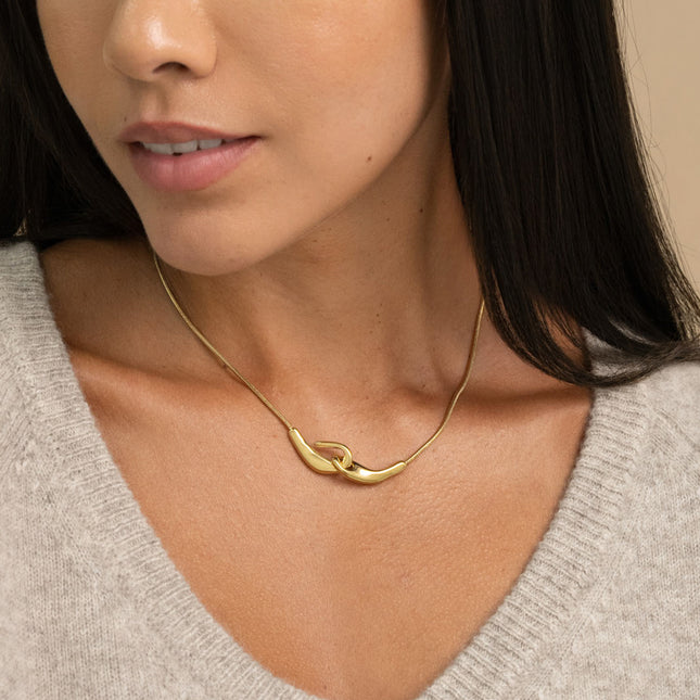 Collier - maille serpent et pendentif crochet