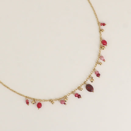 Collier - boules, rocailles, pierres naturelles et perles en résine