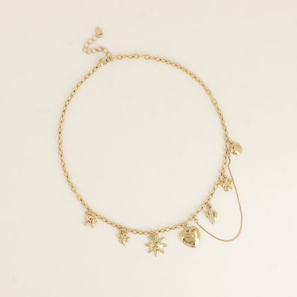 Collier - arbre de vie, trèfle, soleil, coeur, cactus, ange et chaîne pendante