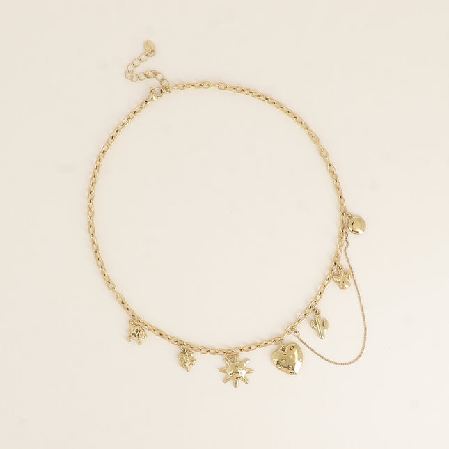 Collier - arbre de vie, trèfle, soleil, coeur, cactus, ange et chaîne pendante