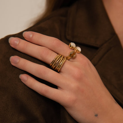Bague Rosa - tressé et lisse