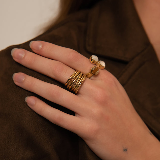 Bague Rosa - tressé et lisse