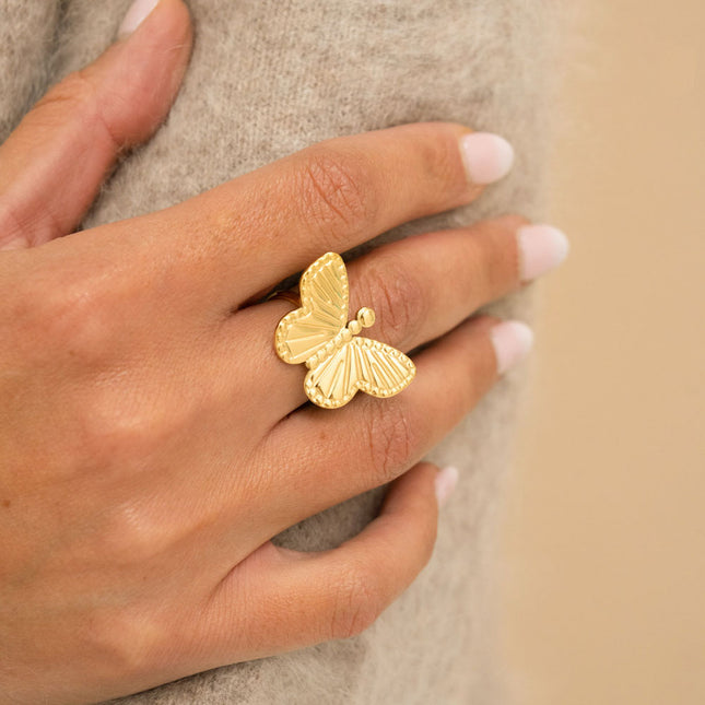 Bague - grand papillon texturé