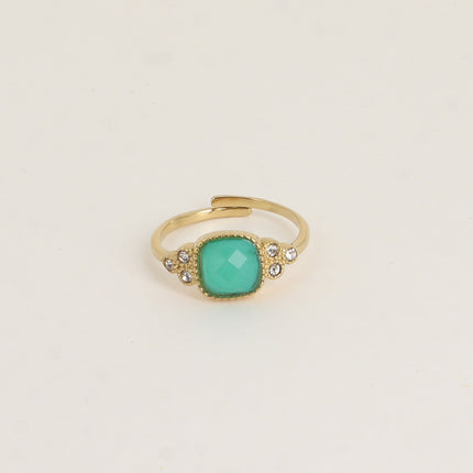 Maréa delicate ring - square natural stone and cubic zirconia