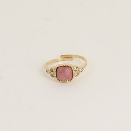Maréa delicate ring - square natural stone and cubic zirconia