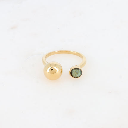 Bague ouverte Lounia - boule et pierre naturelle