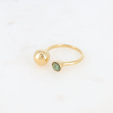 Bague ouverte Lounia - boule et pierre naturelle