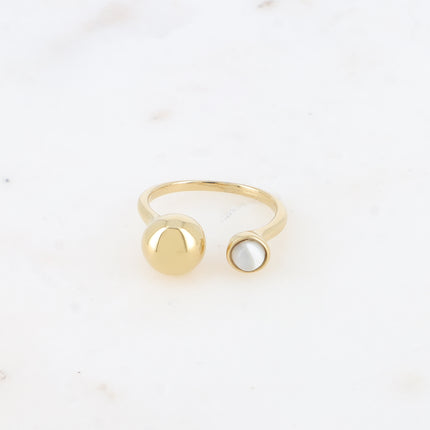 Bague ouverte Lounia - boule et pierre naturelle