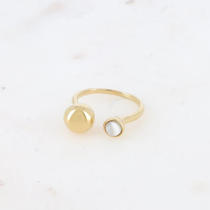 Bague ouverte Lounia - boule et pierre naturelle