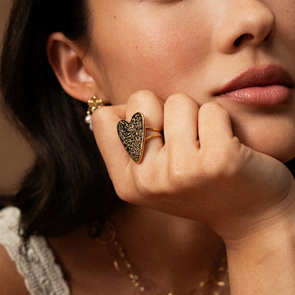 Bague Alméa - grand coeur martelé