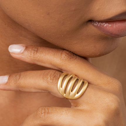 Ring - matte finish and openwork shapes