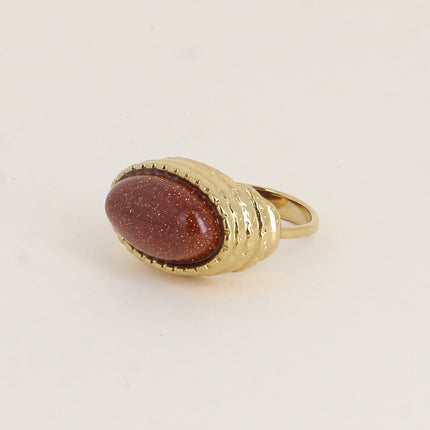 Venice Ring - signet style, oval natural stone