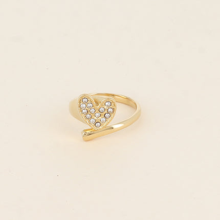 Bague - coeur avec oxydes de zirconium et tige