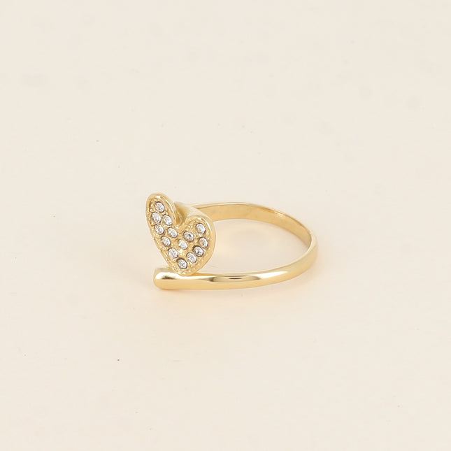 Bague - coeur avec oxydes de zirconium et tige