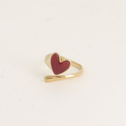 Open ring - mother-of-pearl heart and stem