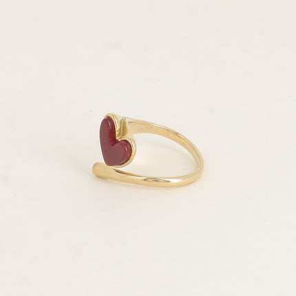 Open ring - mother-of-pearl heart and stem